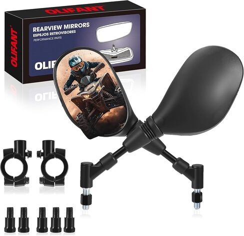 ATV Motorcycle Rearview Side Mirrors Universal 360 Degrees Ball-Type Adjustable 7/8" Handlebar Mount 8mm 10mm Adapters for Scooter Dirt Bike Snowmobile Moped EBike Polaris Sportsman Honda Rincon in Saudi Arabia