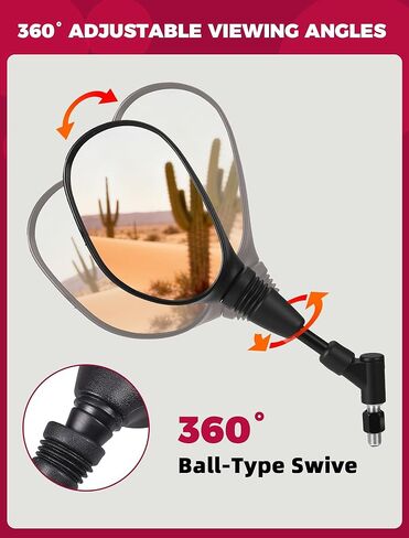 ATV Motorcycle Rearview Side Mirrors Universal 360 Degrees Ball-Type Adjustable 7/8" Handlebar Mount 8mm 10mm Adapters for Scooter Dirt Bike Snowmobile Moped EBike Polaris Sportsman Honda Rincon in Saudi Arabia