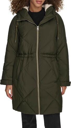 Levi's Women's Soft Sherpa Lined Diamond Quilted Long Parka Jacket (Standard & Plus Sizes) in Kuwait