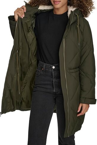 Levi's Women's Soft Sherpa Lined Diamond Quilted Long Parka Jacket (Standard & Plus Sizes) in Kuwait