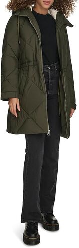 Levi's Women's Soft Sherpa Lined Diamond Quilted Long Parka Jacket (Standard & Plus Sizes) in Kuwait