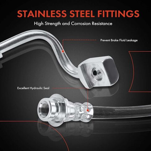 A-Premium Front Driver and Passenger Brake Hydraulic Hose Compatible with Select Chevy Models - Impala 2006-2013, Impala Limited 2014-2016, Monte Carlo 2006-2007 - Replace# 15242632(Pack of 2) in Saudi Arabia
