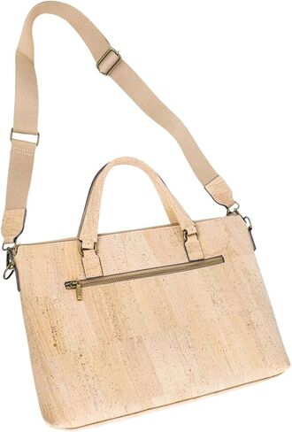 حقيبة كمبيوتر محمول من الفلين البرتغالي الطبيعي، حقيبة جلدية نباتية، حقيبة مراسلة احترافية مقاس 15.6 بوصة مع حجرة مبطنة، حزام قابل للتعديل، 14.96 × 11.02 × 2.36 بوصة in Kuwait