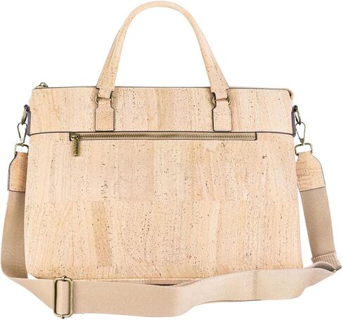 حقيبة كمبيوتر محمول من الفلين البرتغالي الطبيعي، حقيبة جلدية نباتية، حقيبة مراسلة احترافية مقاس 15.6 بوصة مع حجرة مبطنة، حزام قابل للتعديل، 14.96 × 11.02 × 2.36 بوصة in Kuwait