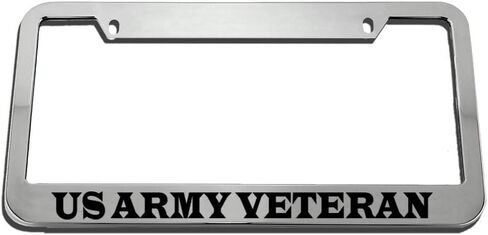 Speedy Pros Us Army Veteran Zinc Metal License Plate Frame Car Auto Tag Holder - Chrome 2 Holes in Saudi Arabia