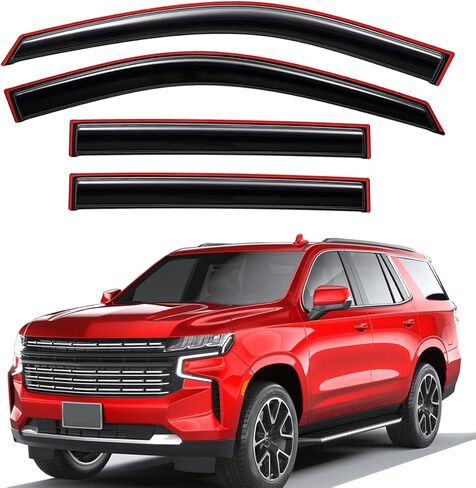 Lightronic Extra Durable Clip-on in-Channel Auto Vent Window Visor, Fits 2021-2025 Chevrolet Tahoe, GMC Yukon & Cadillac Escalade, UV Protection Rain Guard, Original Wind Deflector, Smoke, 4-Pcs in Saudi Arabia