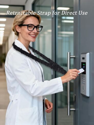 حبل ربطة عنق مع حامل لبطاقة الهوية لشارات الهوية - حبال قابلة للتمدد لطيفة للمعلمات (أسود داكن) in Saudi Arabia