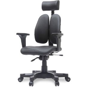 Duorest [Made in Korea] Dual-Backrests Ergonomic Office Chair for Lower Back Pain - Leather Chair, Office Chair for Lumbar Support l Home Desk Chairs (Black Leather) in Saudi Arabia