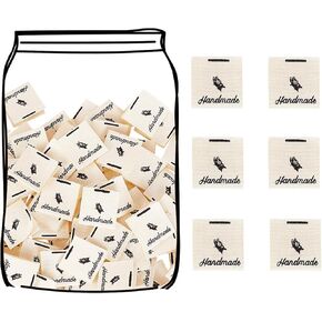 TOGETRUE 100pcs ملصقات الخياطة للعناصر المصنوعة يدويًا ، علامات منسوجة من النسيج المتين مع مصنوعة يدويًا مع نص الحب ، ملصقات الخياطة للكروشيه ، حاكمة ، مشاريع الخياطة والحرف اليدوية DIY in Kuwait