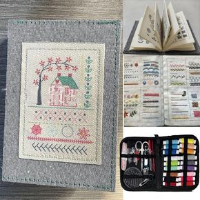 Stitch Book Sewing Kit, Embroidery DIY Stitches Kits,Creative Mini Sewing Book, Guide for Sewing Projects with Portable Travel Mini Sewing Kits, Enthusiasts & Beginners DIY Ideal in Saudi Arabia