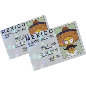Holographic Sticker, 2-Pcs Novelty Mexican ID Card Design Vinyl Skin Decal - Glossy Vinyl, Funny Designs, Slim, Waterproof, Removable & Bubble-Free in Saudi Arabia