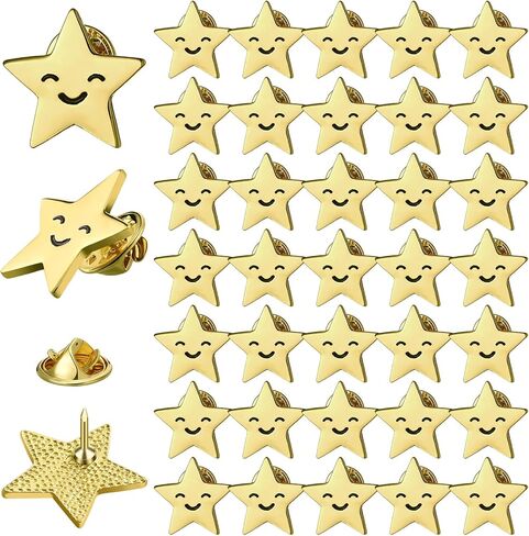 50 Pcs Star Lapel Pins Star Badge Pins Gold Encouraging Funny Lapel Pins Bulk Y2k Pins Metal Stars Brooches for Backpacks Award Student Employees Military 4th of July Memorial Day in Saudi Arabia