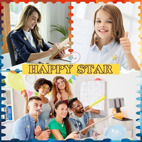 50 Pcs Star Lapel Pins Star Badge Pins Gold Encouraging Funny Lapel Pins Bulk Y2k Pins Metal Stars Brooches for Backpacks Award Student Employees Military 4th of July Memorial Day in Saudi Arabia
