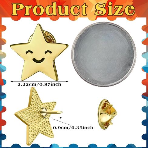 50 Pcs Star Lapel Pins Star Badge Pins Gold Encouraging Funny Lapel Pins Bulk Y2k Pins Metal Stars Brooches for Backpacks Award Student Employees Military 4th of July Memorial Day in Saudi Arabia