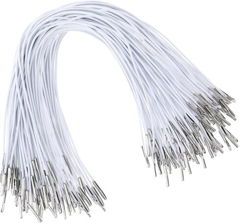 100 Pcs Elastic Barbed Cord 11.8 inch Stretch Band String Loop Stretch Round String with Metal Ends for Mask Making Badges and Hats DIY Signs (White) in Saudi Arabia