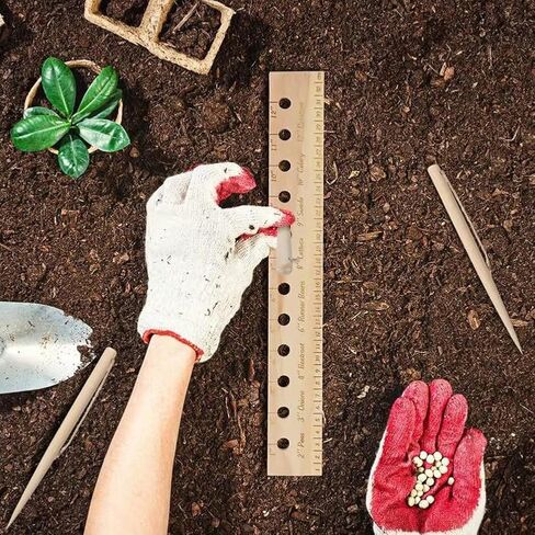 Seeding Spacing Ruler, Spacer Tool Seeder Planting Ruler with Holes | Seeding Garden Template, Plant Dibber Spacing Template Wooden Accurate Gardening Tool for Vegetable Gardens in Saudi Arabia