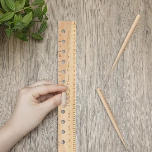 Seeding Spacing Ruler, Spacer Tool Seeder Planting Ruler with Holes | Seeding Garden Template, Plant Dibber Spacing Template Wooden Accurate Gardening Tool for Vegetable Gardens in Saudi Arabia