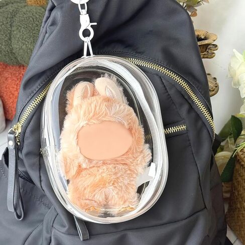 Protective Case for Plush Doll, Clear PVC Plastic Display Bag with Keychain, Waterproof Zipper Storage Pouch Cover, Portable Carrying Case Organizer for Figure Blind Box Collectible Toy in Saudi Arabia