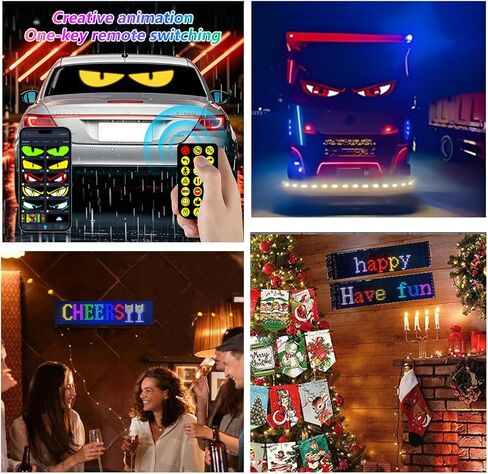 ترقية ضوء عيون الشيطان للزجاج الأمامي للسيارة/الشاحنة، قطعة واحدة مقاس 14.7 بوصة × 3.6 بوصة أوجوس ليد بارا كارو، مصابيح LED متحركة لعيون السيارة، لافتة LED للإعلان الساطع للسيارة، المتجر، الحفلات، البار، الحفلة الموسيقية in Kuwait