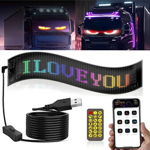 ترقية ضوء عيون الشيطان للزجاج الأمامي للسيارة/الشاحنة، قطعة واحدة مقاس 14.7 بوصة × 3.6 بوصة أوجوس ليد بارا كارو، مصابيح LED متحركة لعيون السيارة، لافتة LED للإعلان الساطع للسيارة، المتجر، الحفلات، البار، الحفلة الموسيقية in Kuwait