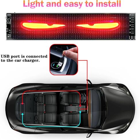 ترقية ضوء عيون الشيطان للزجاج الأمامي للسيارة/الشاحنة، قطعة واحدة مقاس 14.7 بوصة × 3.6 بوصة أوجوس ليد بارا كارو، مصابيح LED متحركة لعيون السيارة، لافتة LED للإعلان الساطع للسيارة، المتجر، الحفلات، البار، الحفلة الموسيقية in Kuwait