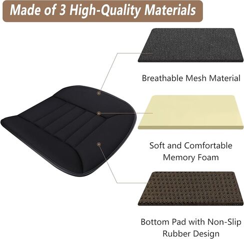 Memory Foam Seat Cushion for Car & Office Chair, Non-Slip Car Seat Cushion for Driving with Soft Comfort & Warmth, Universal Car Cushion for Long Driving Ergonomic Support (Gray) in Saudi Arabia