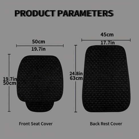2pc Plush Front Seat Cushion with Back Support - Winter Warmth, Easy Installation, Polyester Fiber, Fits Most Vehicles, Beige (2pc Front Row Black) in Saudi Arabia