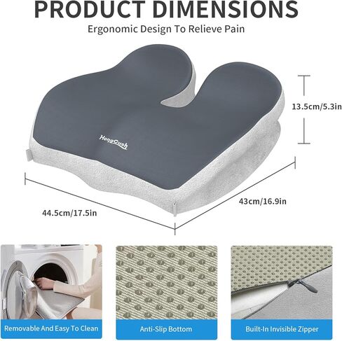 Seat Cushion Extra Thick Premium Memory Foam for Office Chair & Car, Pain Relief for Sciatica Tailbone Back, Orthopedic Comfort in Saudi Arabia