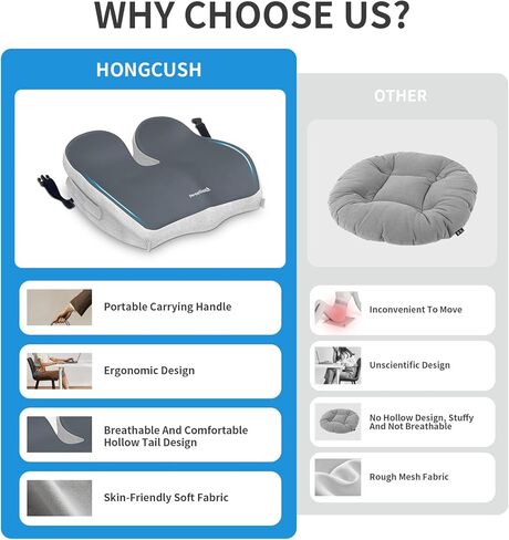 Seat Cushion Extra Thick Premium Memory Foam for Office Chair & Car, Pain Relief for Sciatica Tailbone Back, Orthopedic Comfort in Saudi Arabia