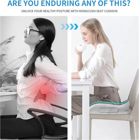 Seat Cushion Extra Thick Premium Memory Foam for Office Chair & Car, Pain Relief for Sciatica Tailbone Back, Orthopedic Comfort in Saudi Arabia