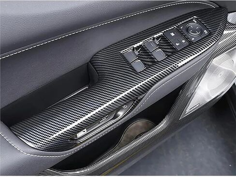 متوافق مع Lexus NX 250 350 350H 450H 2021-2023 2024 مسند ذراع باب السيارة نافذة رفع التبديل غطاء لوحة الأزرار ملحقات الحبوب الخشبية (محرك اليد اليمنى) in Saudi Arabia