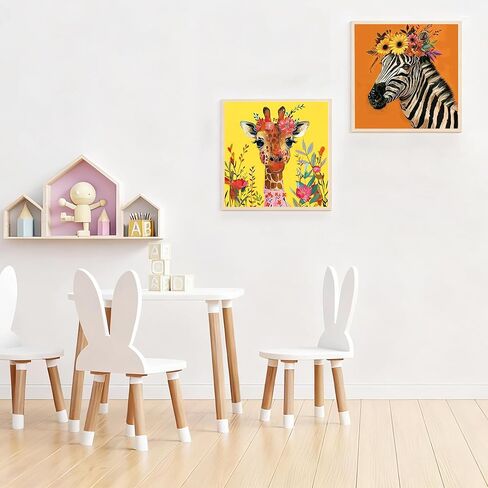Yunruily 4 Pack Paint by Numbers with Frame,Paint by Numbers Kit for Kids,Funny Animal Kids Paint by Number Kits Age 8-12 with Wooden Easel for Gifts and Home Decor 8X8 inch in Saudi Arabia