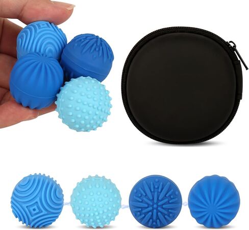 Fidget Toys Balls - 4PCS Textured Sensory Toys Stress Balls for Adults, Anxiety ADHD Autism Relief Items, Office Desk Toy, Fun Textures Gadgets, Stocking Stuffers & Gifts for Teens in Saudi Arabia