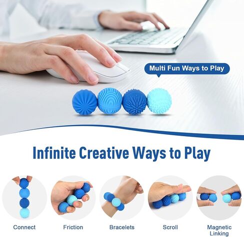 Fidget Toys Balls - 4PCS Textured Sensory Toys Stress Balls for Adults, Anxiety ADHD Autism Relief Items, Office Desk Toy, Fun Textures Gadgets, Stocking Stuffers & Gifts for Teens in Saudi Arabia