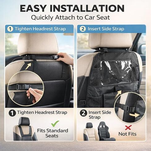 Upgraded 2 Pack Backseat Car Organizer with Touch Screen 12-inch Tablet Holder, Back Seat Organizer, Travel Accessories with 6 Storage Pockets, Protectors Kick Mats in Saudi Arabia
