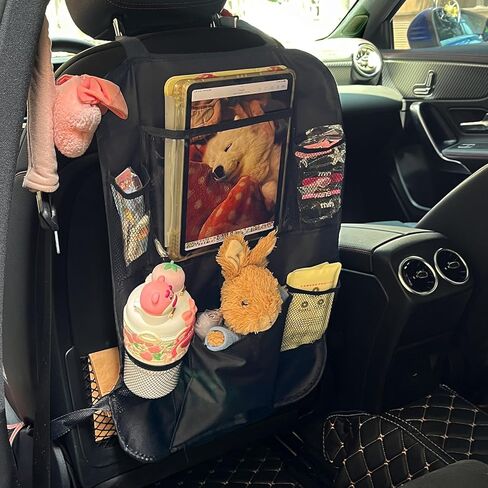 Upgraded 2 Pack Backseat Car Organizer with Touch Screen 12-inch Tablet Holder, Back Seat Organizer, Travel Accessories with 6 Storage Pockets, Protectors Kick Mats in Saudi Arabia