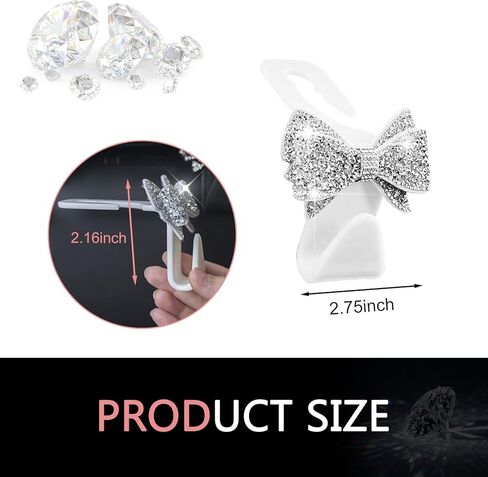 2 PCS Bling Bow Car Seat Headrest Hooks, S Type Crystal Seat Back Hangers, Universal Vehicle Storage Organizer for Handbag, Purse, Coat, Grocery Bags (Black) in Saudi Arabia