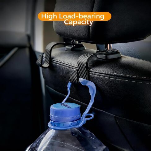 4-Pack Car Headrest Hooks, S-Type Hanger with Checkered Surface for Vehicle Storage Organizer (Black) in Saudi Arabia
