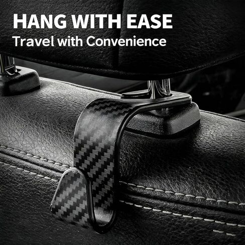 4-Pack Car Headrest Hooks, S-Type Hanger with Checkered Surface for Vehicle Storage Organizer (Black) in Saudi Arabia