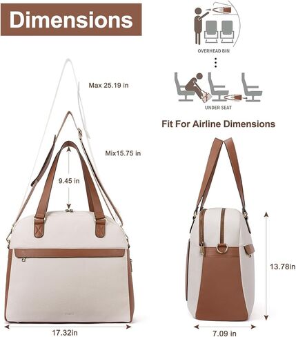 CLUCI Weekender Bag for Women Leather Large Overnight Travel Duffel Bag with Shoe Compartment Beige with Brown in Kuwait