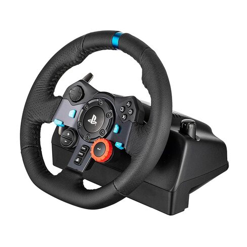 Logitech G G29 Driving Force Racing Wheel and Floor Pedals, Real Force Feedback, Stainless Steel Paddle Shifters (941-000110) Bundle Including: Surge Protector, Cable Ties, Electronic's Basket Cloth in Saudi Arabia