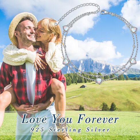 FLYOW Anklet for Women S925 Sterling Silver Adjustable Foot Beaded Heart Charm Ankle Bracelet Anklets Jewelry in Kuwait