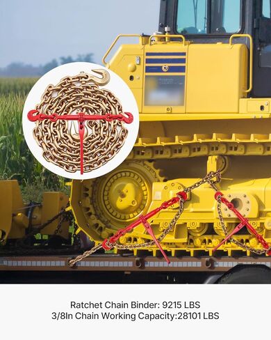 VEVOR 9215LBS 3/8" – 1/2" Ratchet Binders 9,215 LBS Secure Working Load, G70 Hooks and Adjustable Length, for Grade 70-80 Chains, Tie Down, Hauling, Towing, 2-Pack, Red in Kuwait