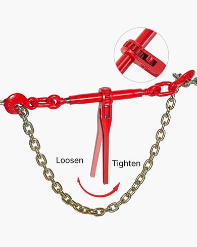 VEVOR 9215LBS 3/8" – 1/2" Ratchet Binders 9,215 LBS Secure Working Load, G70 Hooks and Adjustable Length, for Grade 70-80 Chains, Tie Down, Hauling, Towing, 2-Pack, Red in Kuwait