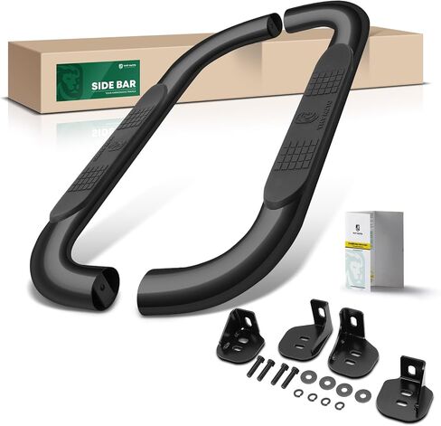 YHTAUTO 4 Inch Running Boards Side Step Bars Fit Chevy & GMC Models - Silverado, Sierra 1500/2500 HD/3500 HD 1999-2018 - Standard/Regular Cab, 90-Degree Bent End Steel Black Powder Cab Side Step Rails in Saudi Arabia