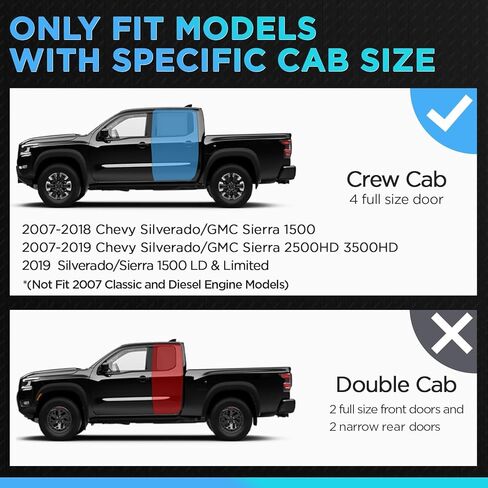 لوحات تشغيل PZ لـ 2007-2018 Chevy Silverado/GMC Sierra 1500، 2007-2019 لـ 2500HD 3500HD كابينة مزدوجة، 2019 LD، قضبان جانبية منسدلة من الفولاذ الكربوني شديدة التحمل قضبان Nerf in Saudi Arabia