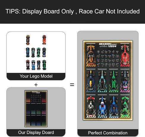 Display Wallboard with RGB LED Lights for Lego Speed Champions F1 Collector's Pack,Wall Mount for 77242-77251 Collectible F1 Model Car Kit (Car Not Included) in Kuwait