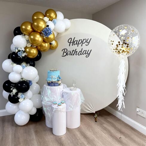 بالونات سوداء وذهبية - 60 قطعة بالونات بيضاء لؤلؤية ومعدنية مقاس 30.48 سم لحفلات الزفاف وأعياد الميلاد وحفلات استقبال المولود الجديد (20 أسود، 20 أبيض، 10 ذهبي، 10 قصاصات) in Kuwait