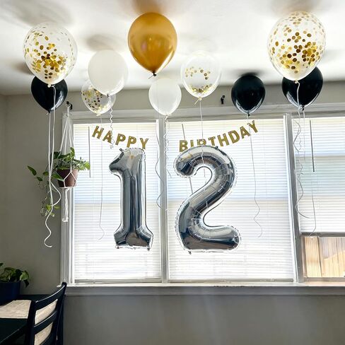 بالونات سوداء وذهبية - 60 قطعة بالونات بيضاء لؤلؤية ومعدنية مقاس 30.48 سم لحفلات الزفاف وأعياد الميلاد وحفلات استقبال المولود الجديد (20 أسود، 20 أبيض، 10 ذهبي، 10 قصاصات) in Kuwait