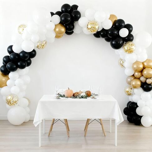 بالونات سوداء وذهبية - 60 قطعة بالونات بيضاء لؤلؤية ومعدنية مقاس 30.48 سم لحفلات الزفاف وأعياد الميلاد وحفلات استقبال المولود الجديد (20 أسود، 20 أبيض، 10 ذهبي، 10 قصاصات) in Kuwait
